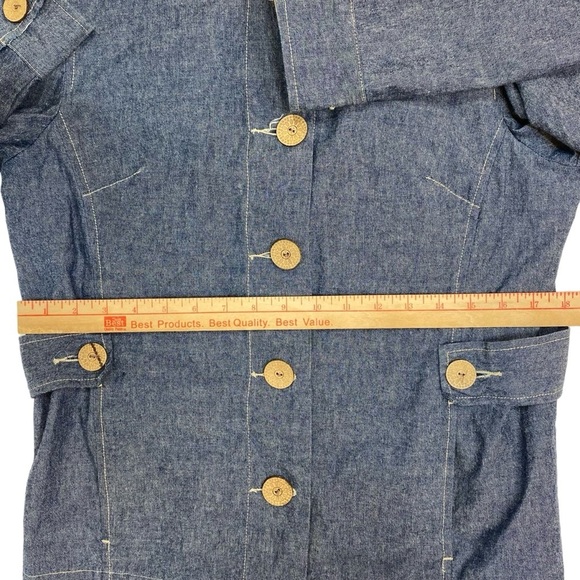 City Blues by Koret Jacket Small Denim Chambray Blue Large‎ Buttons Shacket - Picture 12 of 16